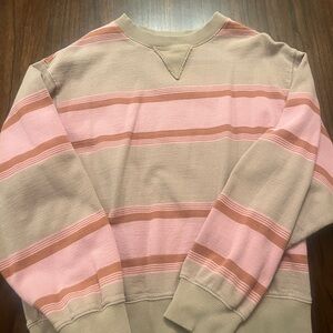 Urban Outfitters Tan and Pink Striped Sweatshirt